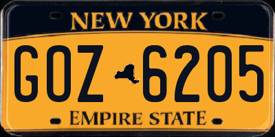 NY license plate GOZ6205