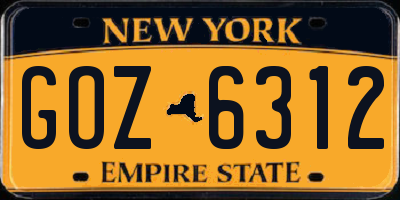 NY license plate GOZ6312