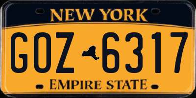 NY license plate GOZ6317