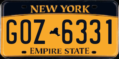 NY license plate GOZ6331