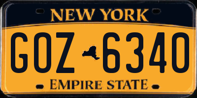 NY license plate GOZ6340