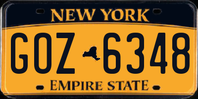 NY license plate GOZ6348