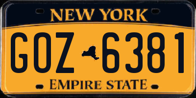 NY license plate GOZ6381