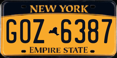 NY license plate GOZ6387