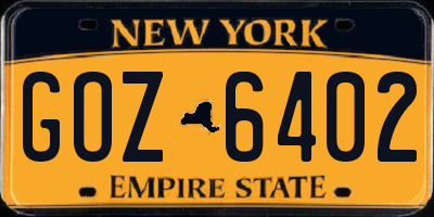 NY license plate GOZ6402