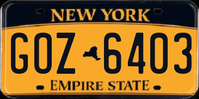 NY license plate GOZ6403