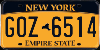 NY license plate GOZ6514