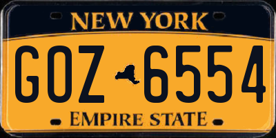 NY license plate GOZ6554