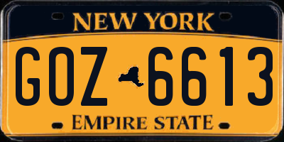 NY license plate GOZ6613