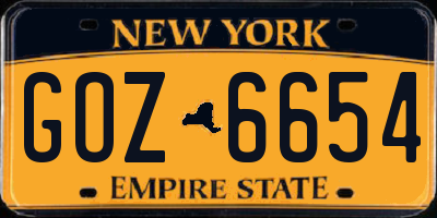 NY license plate GOZ6654