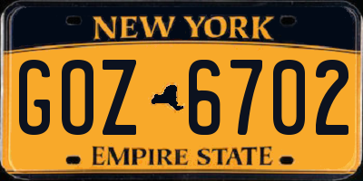 NY license plate GOZ6702