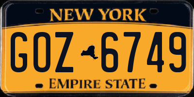 NY license plate GOZ6749
