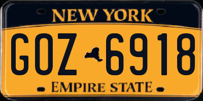 NY license plate GOZ6918