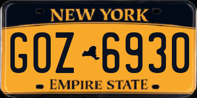 NY license plate GOZ6930