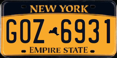 NY license plate GOZ6931