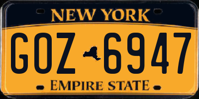 NY license plate GOZ6947