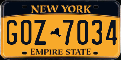 NY license plate GOZ7034