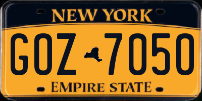 NY license plate GOZ7050