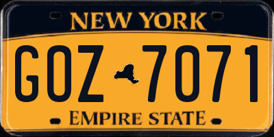 NY license plate GOZ7071