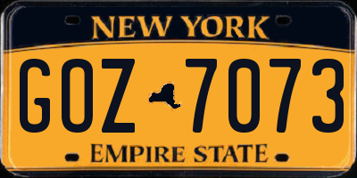 NY license plate GOZ7073