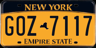 NY license plate GOZ7117