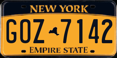 NY license plate GOZ7142