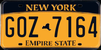 NY license plate GOZ7164