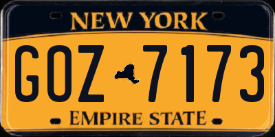 NY license plate GOZ7173