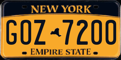 NY license plate GOZ7200