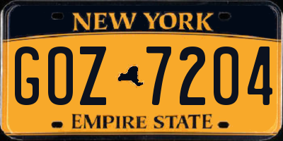 NY license plate GOZ7204