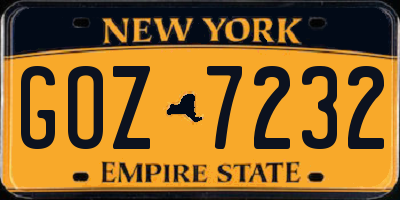 NY license plate GOZ7232