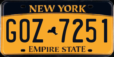 NY license plate GOZ7251