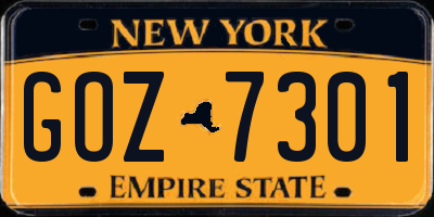 NY license plate GOZ7301