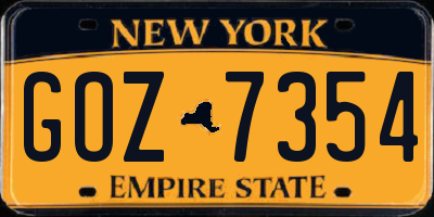 NY license plate GOZ7354