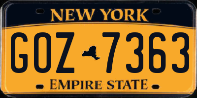 NY license plate GOZ7363