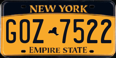 NY license plate GOZ7522