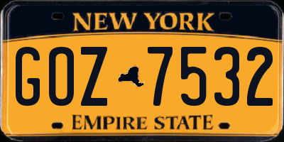 NY license plate GOZ7532