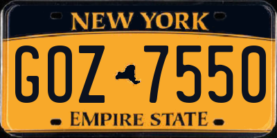 NY license plate GOZ7550