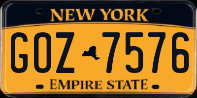 NY license plate GOZ7576