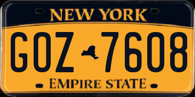 NY license plate GOZ7608