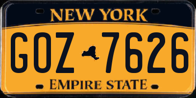 NY license plate GOZ7626