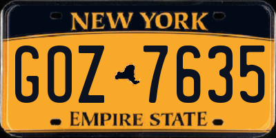 NY license plate GOZ7635