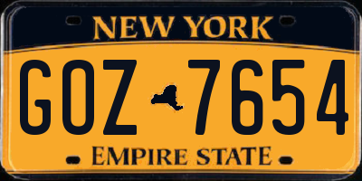 NY license plate GOZ7654