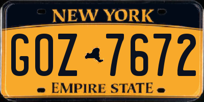 NY license plate GOZ7672