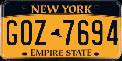 NY license plate GOZ7694