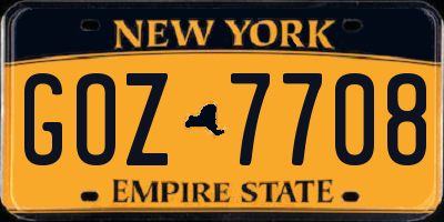 NY license plate GOZ7708
