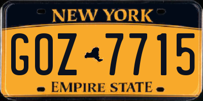 NY license plate GOZ7715