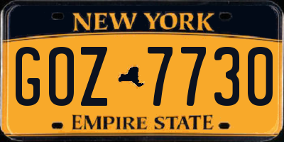 NY license plate GOZ7730