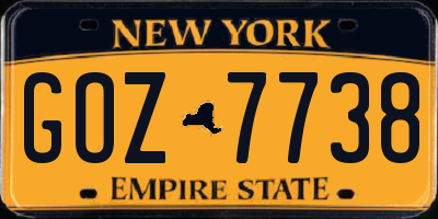 NY license plate GOZ7738