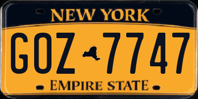 NY license plate GOZ7747